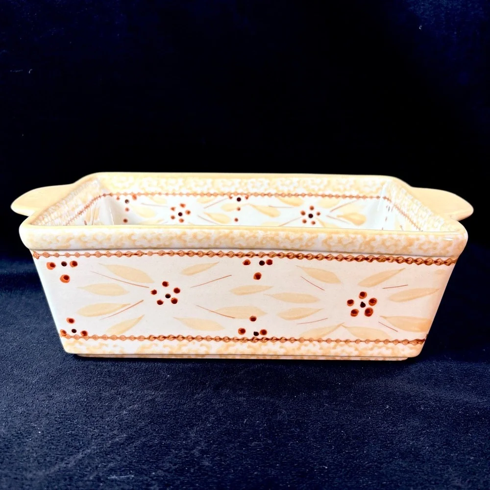 Temp-tations Old World 1.5 QT Rectangle Baker Yellow Floral Stoneware KFI-698704